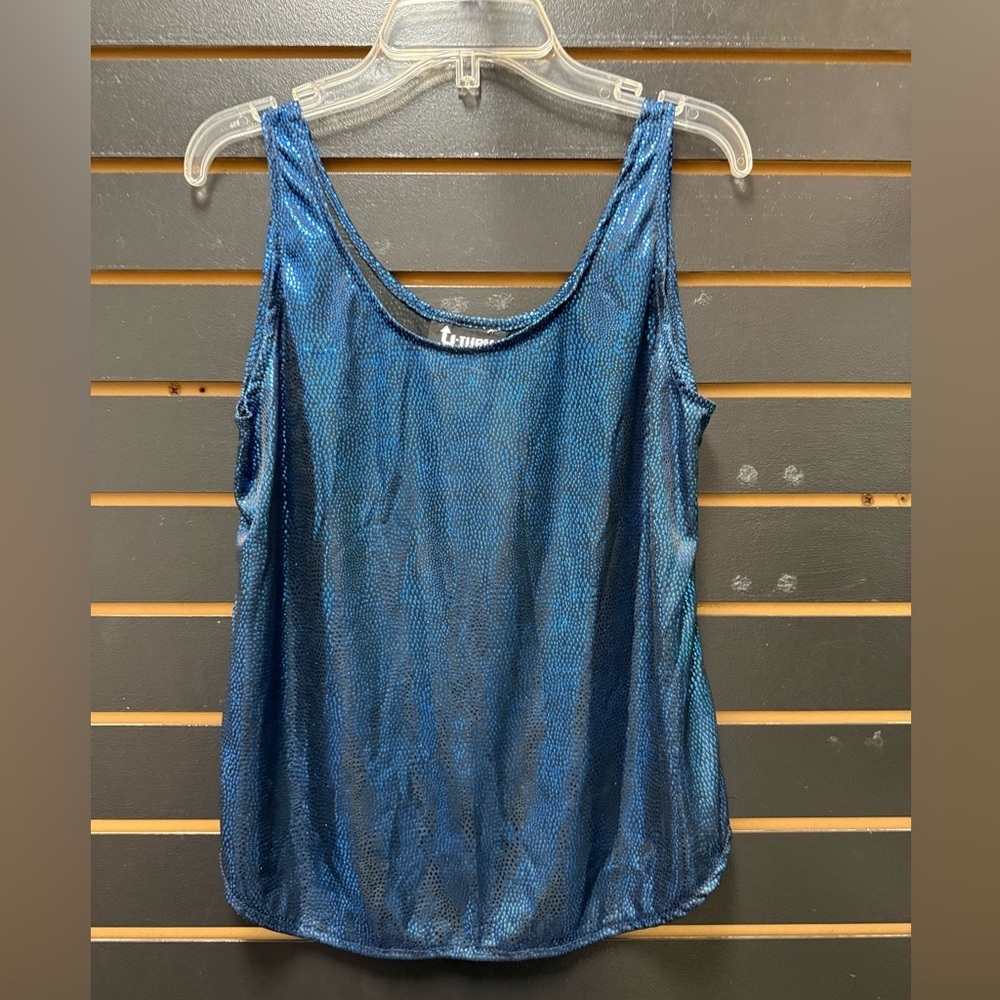 U-Turn Metallic Blue Shimmer Tank Top M